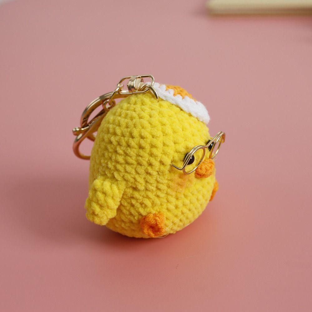 Funny Goose Duck Doll Pendant Cute Cartoon Knitting Keyring Fashion Crochet Keychains  Car Key Ring