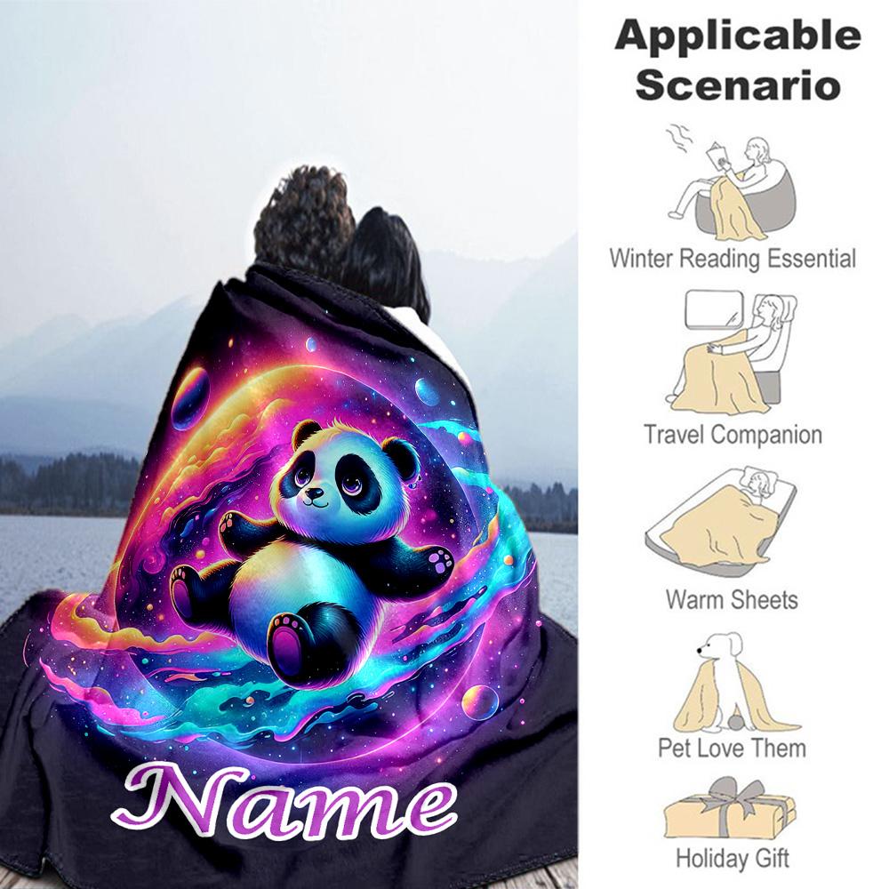 Panda Space Customize Your Name Blanket Multi-purpose Customizable Blanket Ultra-Soft Great for Bedding Seaside Chair Picnics Four Seasons Multipurpos