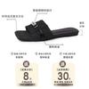 French Niche Internet Celebrity Lock Women's Casual One-word Slippers Summer New Fashion Versatile Square Head Flat Bottom Sandals