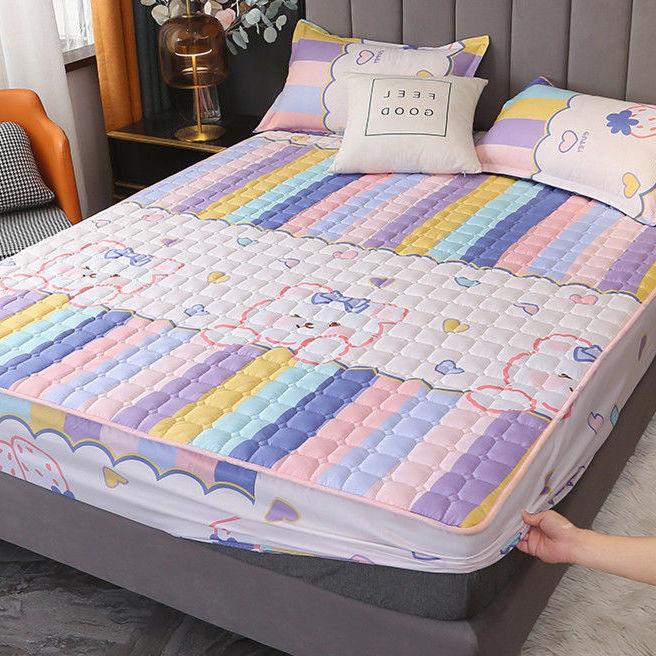 

17 цветов стеганый наматрасник с принтом Нескользящая простыня Queen King наматрасник пылезащитный чехол 120X200