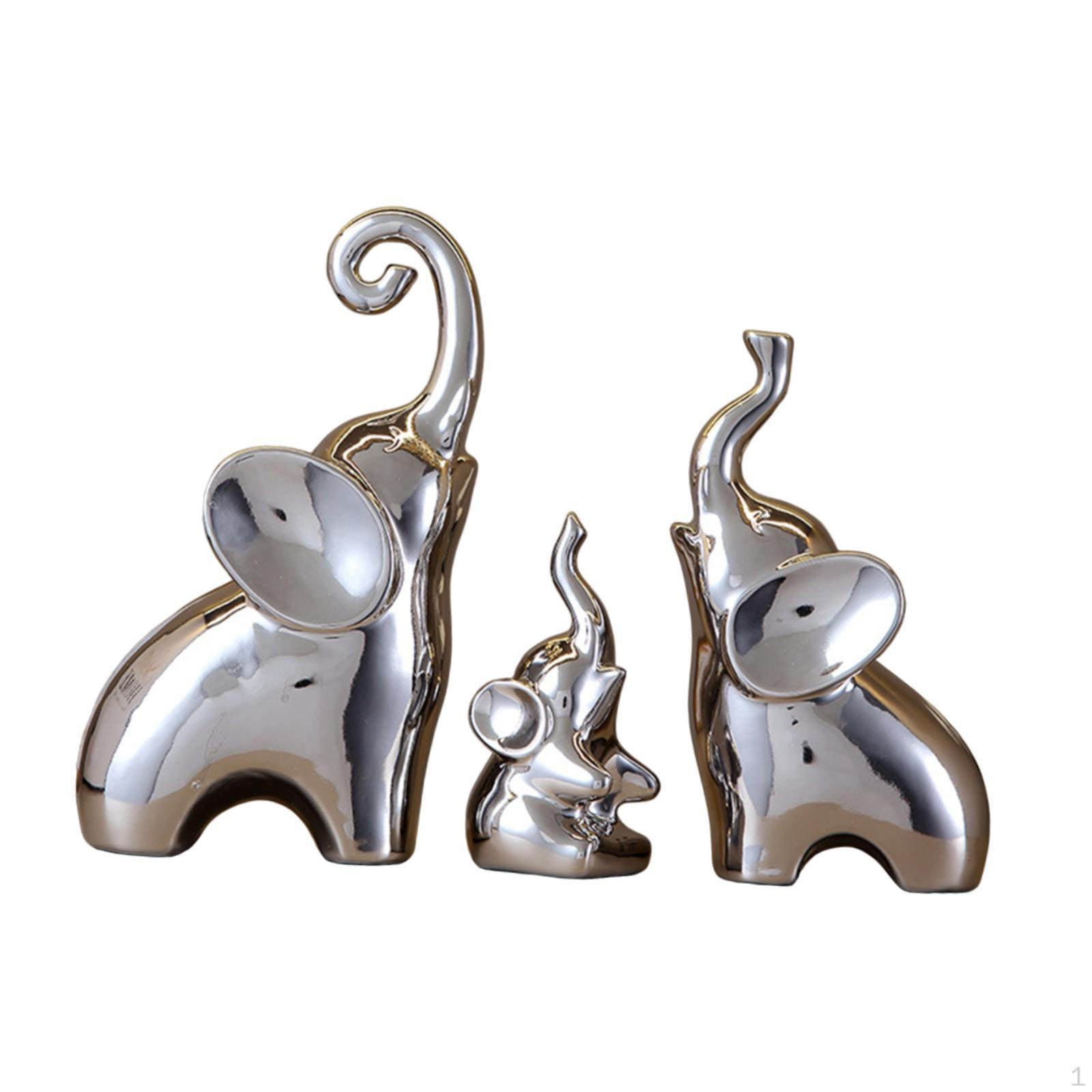 

Статуи семьи слонов для шикарного домашнего декора Silvery