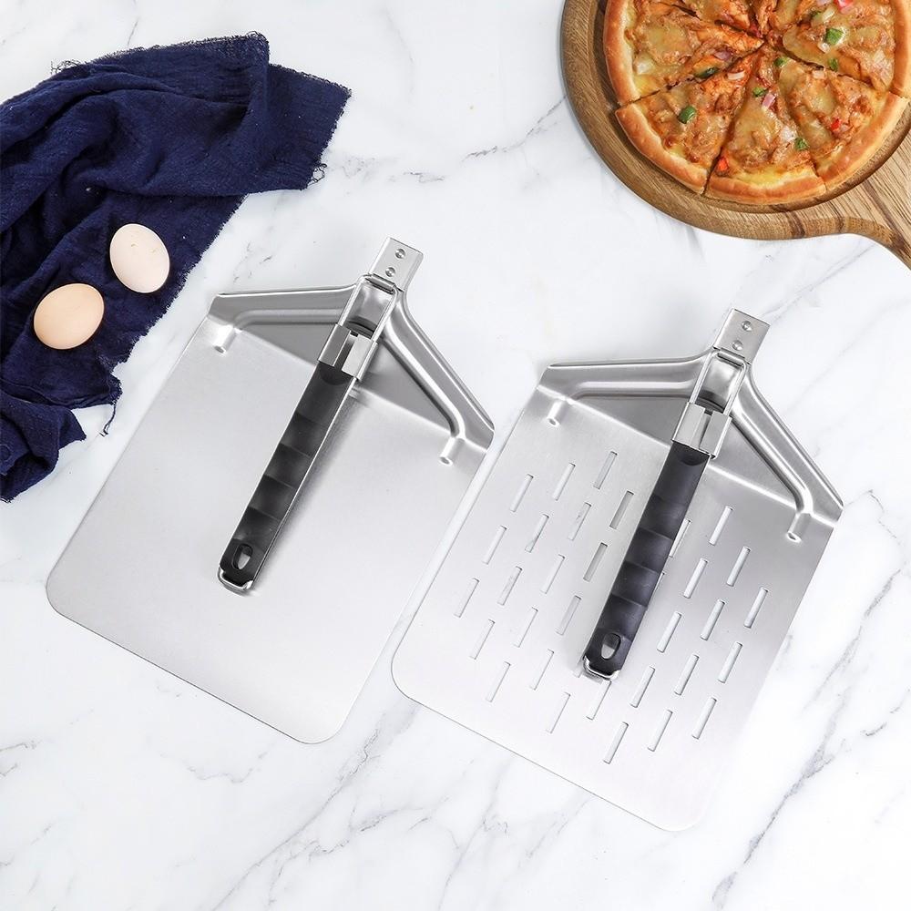 Metal Non-Stick Pizza Shovel Long Handle Easy Glide Cake Lifter Smooth Surface Folding Pizza Peel Kitchen Oven Tools