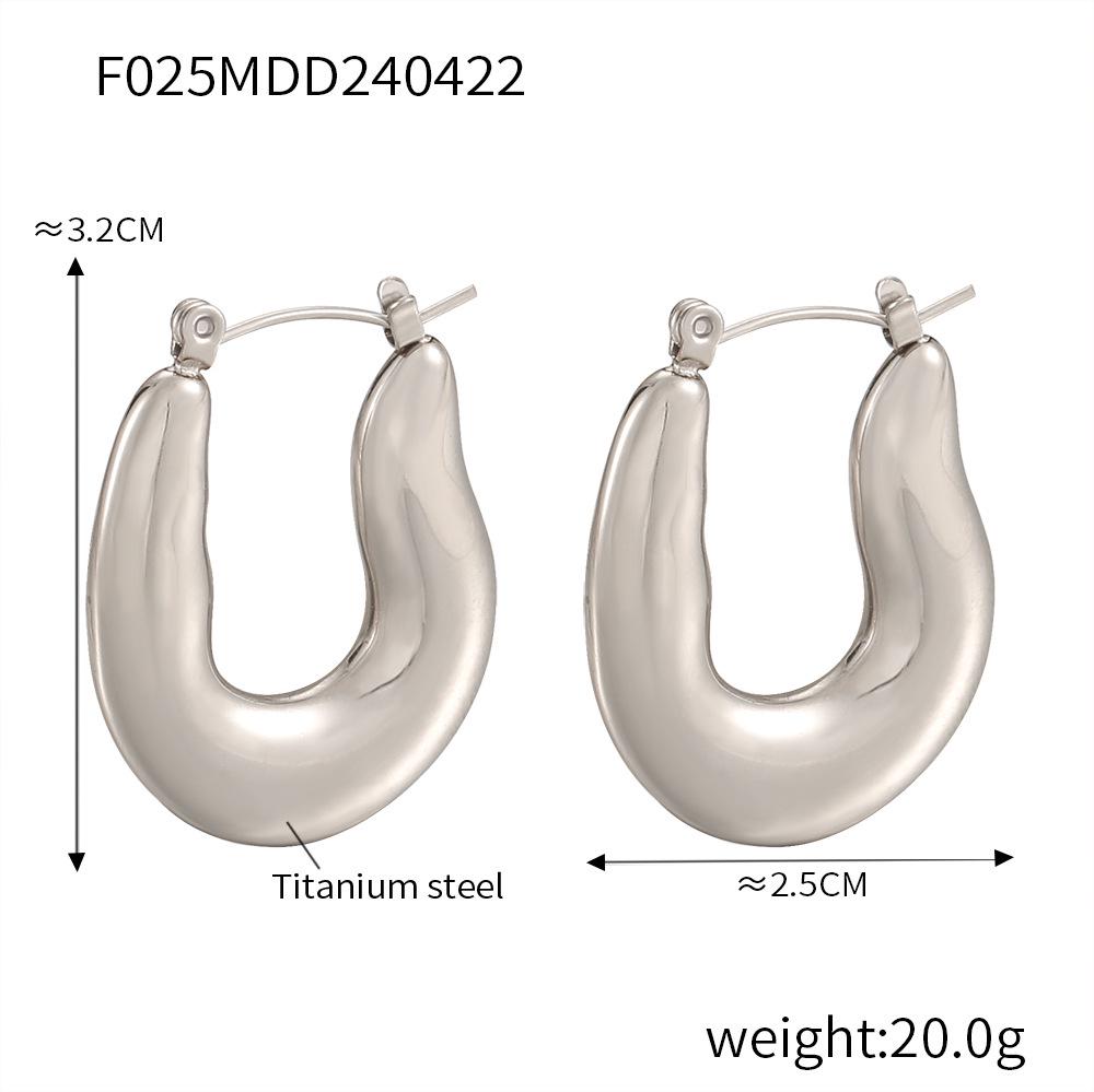 18k Gold-Plated Titanium U-Shaped Pendant & Earring Set for Women