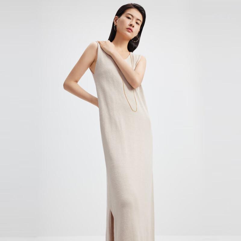 Sancai Minimalist V-Neck Slit Vest Midi Dress