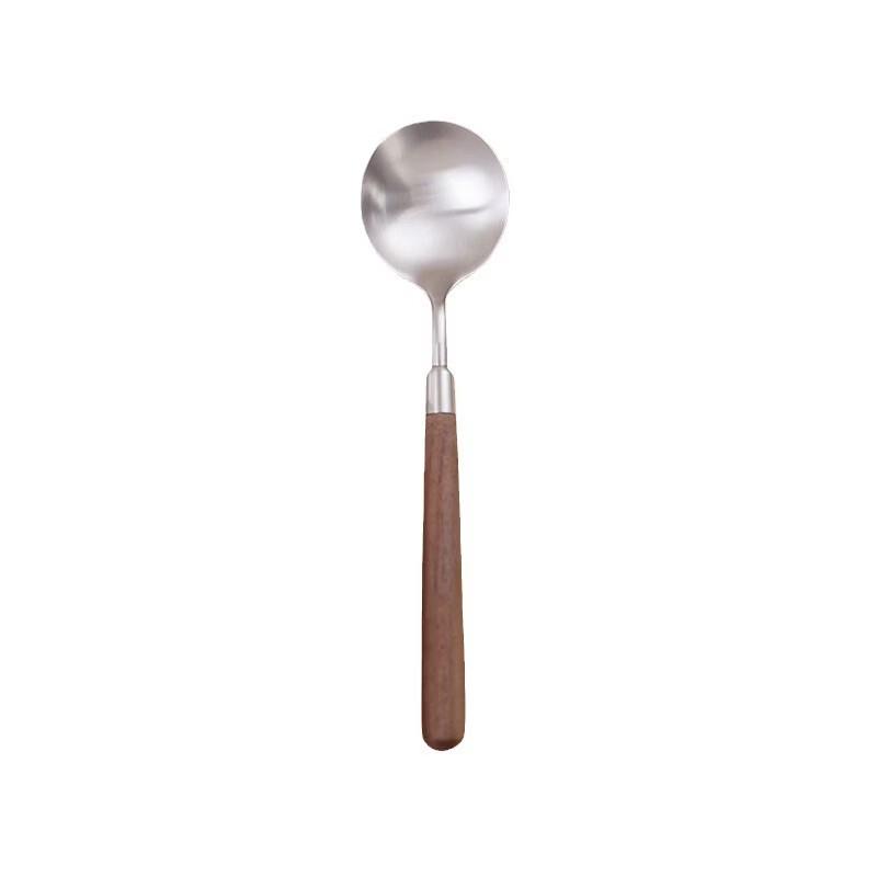 ZISIZ Stainless Steel Spoons with Walnut Wood Handle