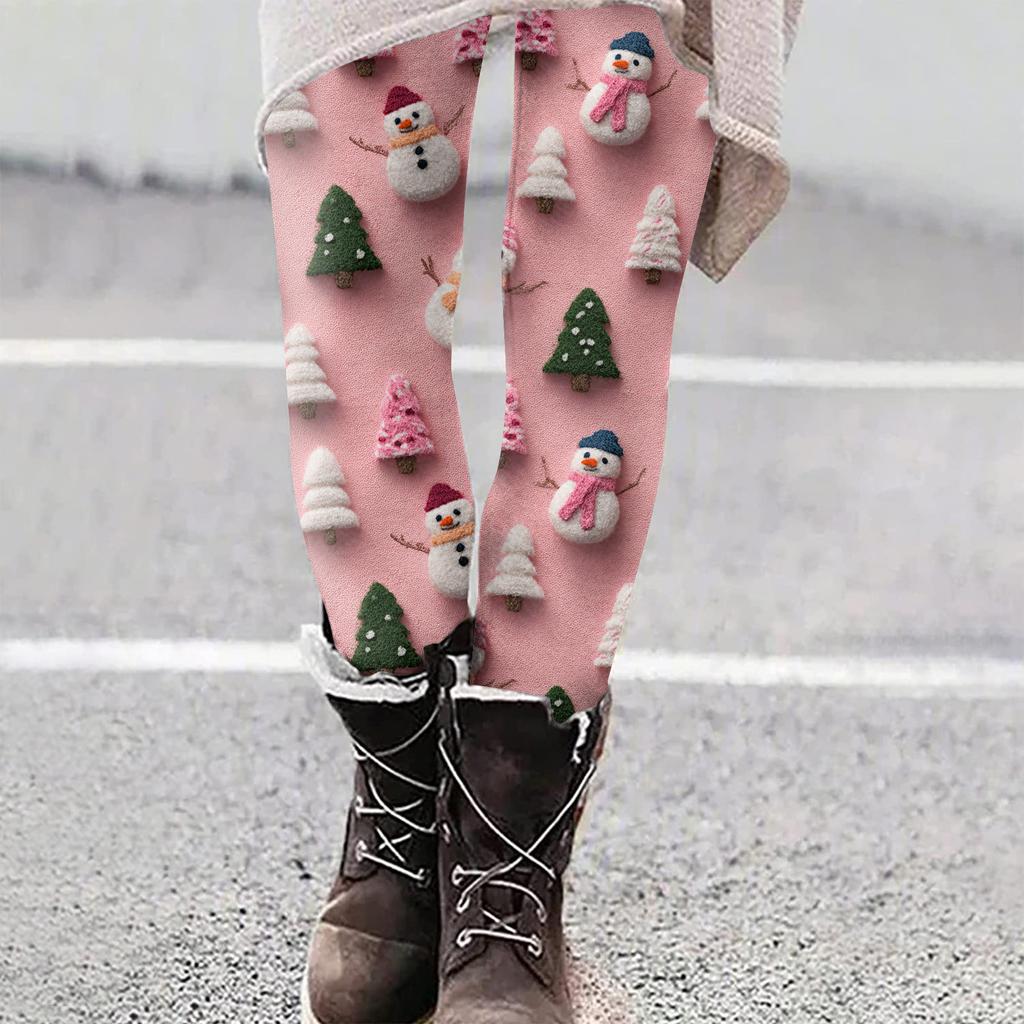 Women's Christmas Print Slim Fit Elastic Yoga Casual Pants