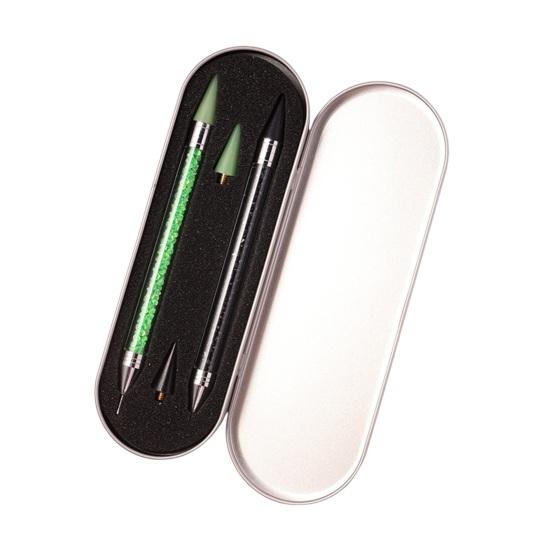 Rhinestone Picker Dotting Pen Nail Art Tool Double Head Wax Pen Rhinestone Pickup Tool for DIY Manicure Jobs