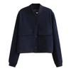 Ladies' Fashion Large Pocket Short Long Sleeve Button Jacket Coat