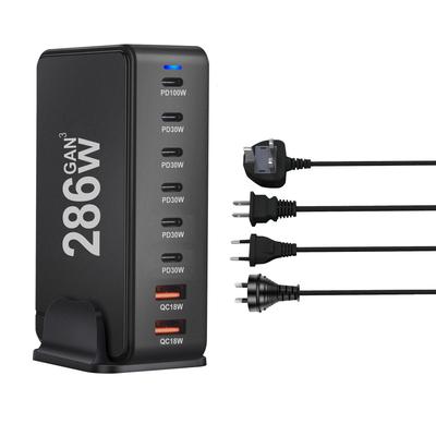 286W GaN Desktop PD Charger: 6 USB-C/2 USB-A Ports, Multifunctional Adapter