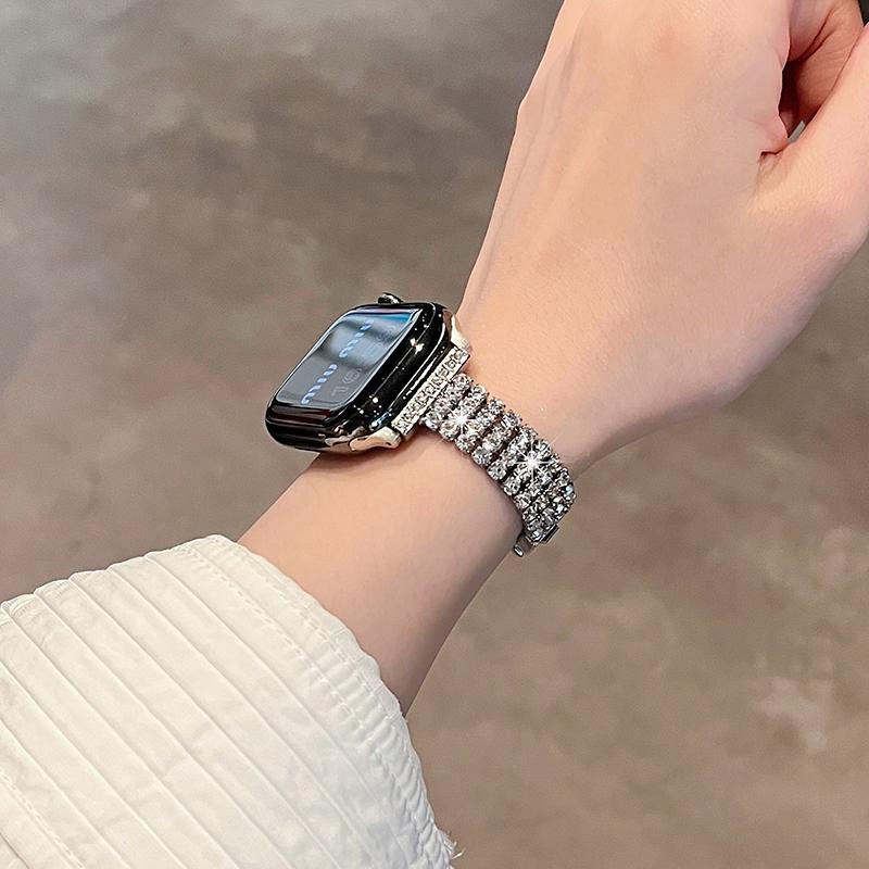 Diamond Metal Strap for Apple Watch 10 Band 42mm 41mm 46mm 44/49mm 45mm 40mm Women Belt Bracelet iWatch Series 9 8 7 Se 6 Ultra