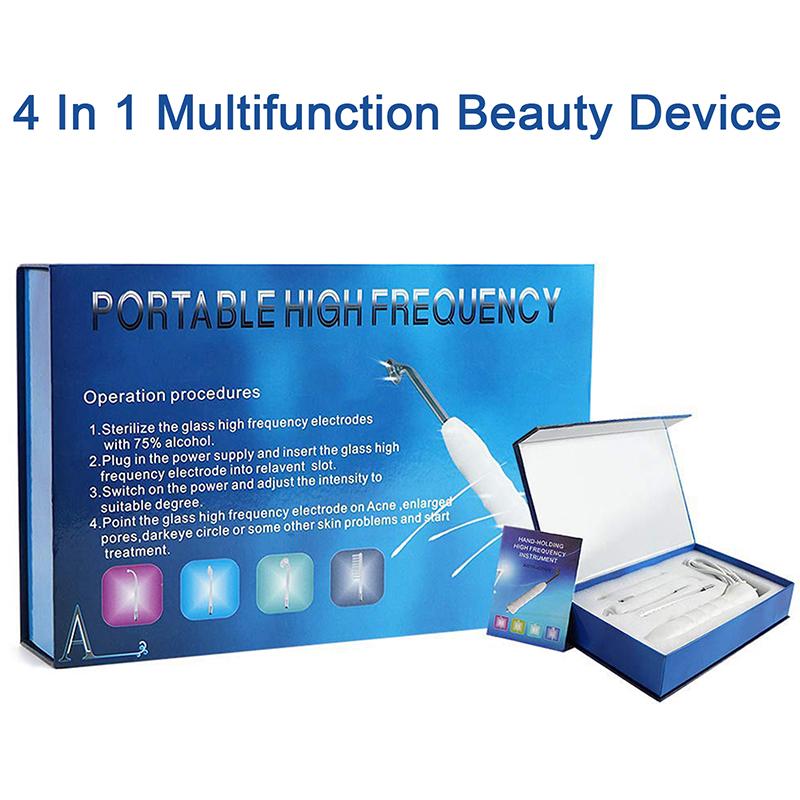 4 in 1 High Frequency Facial Wand Portable Electrotherapy Glass Tube Facial Electrode Therapy Wand Face Care Acne Spot Remover