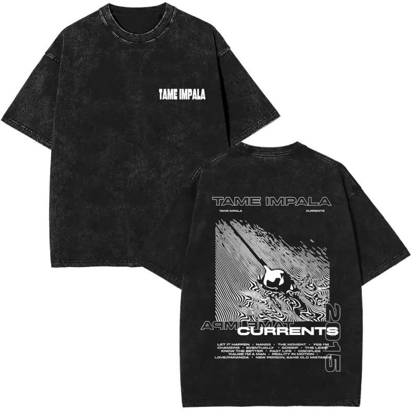 Fashion Women s T-Shirt 2025 Washed Vintage Tame Impala Graphic Print T- M