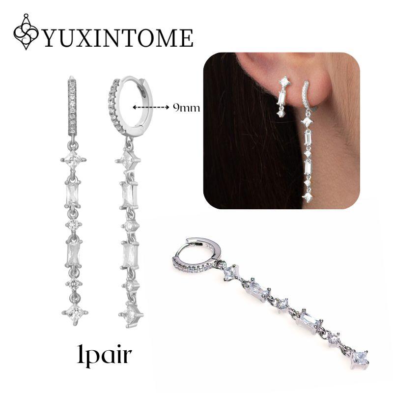 925 Silver Ear Needle Crystal White Zircon Silver Series Tassel Drop Earrings Luxury Fashion Party Jewelry Accessories