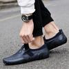 Fashion Summer Men Stitching None Slip Leather Shoes Handmade Loafer Breathable Casual Shoes Outdoor Comfort Anti-slip Wearable Sneakers