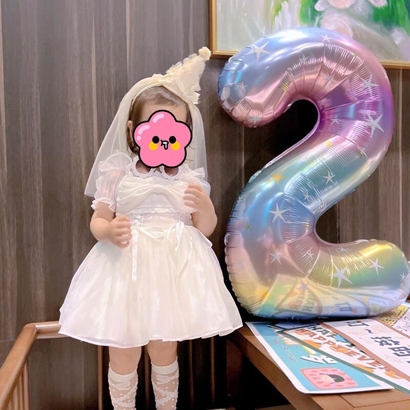 Gongxun First Birthday Star Gradient Aluminum Foil Number Balloon Baby Photo Background Outdoor Scene Decoration 1
