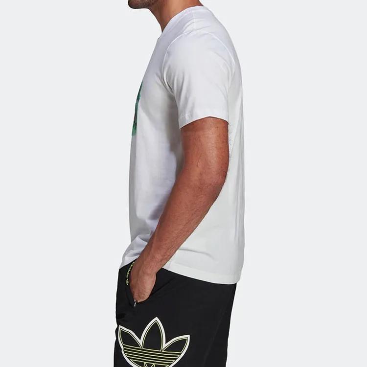 Adidas Originals T Shirts Men's White Crew Neck Moderate Straight Fit (Unisex) T-Shirts HE4717