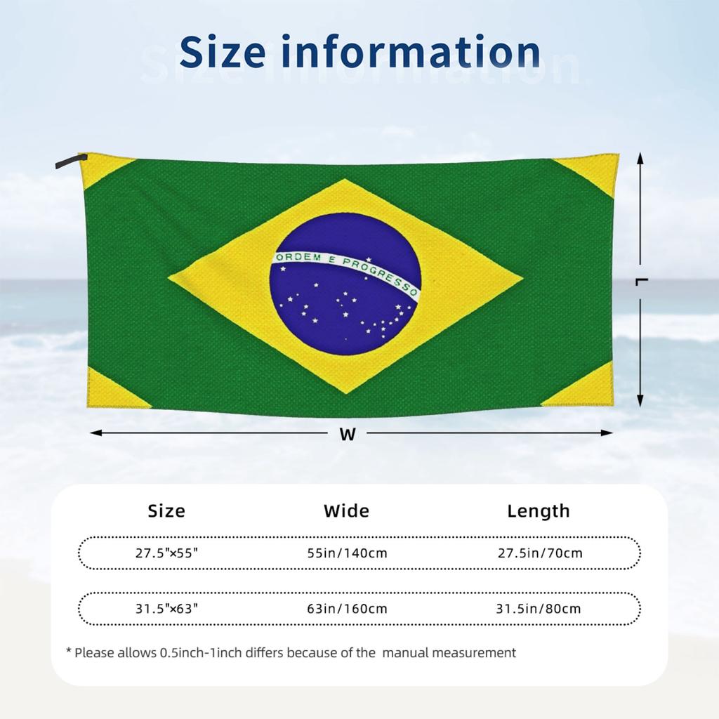 Brazilian Flag Brazil Beach Towel Soft Microfiber Quick Dry Absorbent Quick Towels For Mountain Climbing