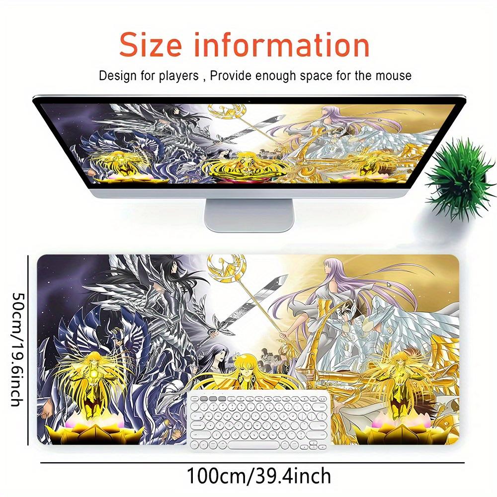 1pc Large Gaming Mouse Pad, UV Reactive Non-Slip Desk Mat, Washable PolyesterSaint, Seiya, KnightsComputer Pad with Vibrant Game Machine Pri
