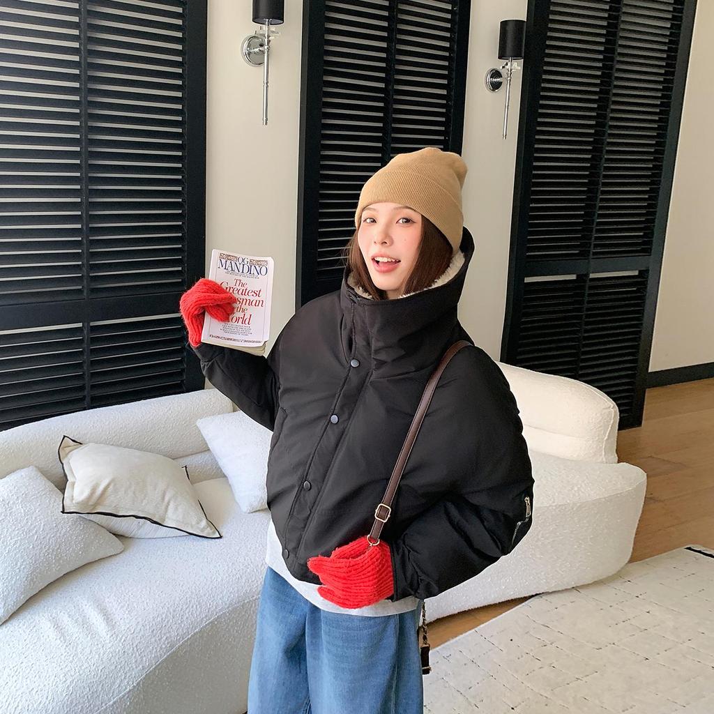 Autumn Winter Thicken Warm Parka Women Casual Sweety Solid Color Big Pocket Loose Jackets Outwear