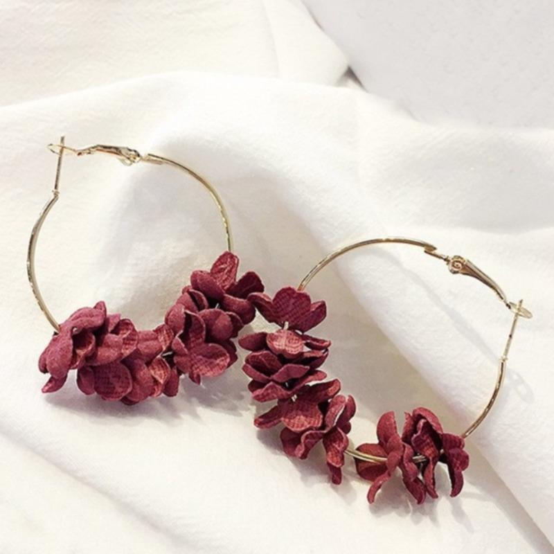 

Универсальные серьги с тканевыми цветами, персонализированные длинные серьги с искусственными цветами, элегантные серьги для женщин