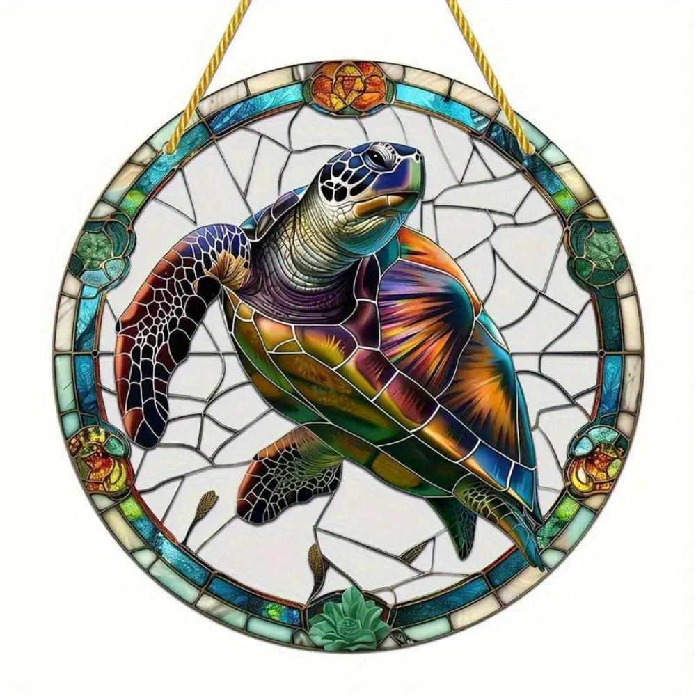 Garten-Sonnenfänger im Schildkröten-Stil aus Buntglas, Garten-Sonnenfänger aus Acryl, geeignet als Dekoration für Haus und Garten, Veranda, Schlafzimmer und Partygeschenke