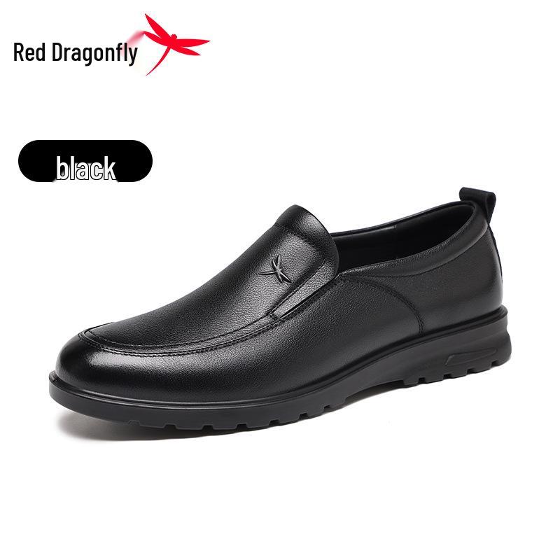 Red Dragonfly Men s Slip-on Leather Loafers - Autumn Casual Business Shoes with Soft Sole 40
