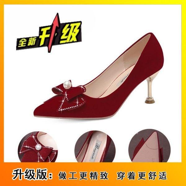 Red wedding shoes spring girl Xiuhe Chinese dress bride shoes spring 2025 new niche wedding high heels
