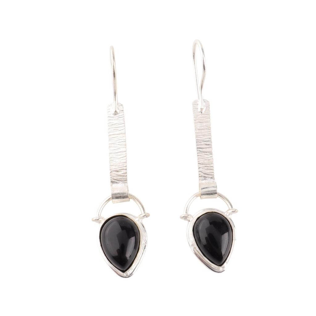 Black Tourmaline Gemstone 925 Sterling Silver Jewelry Handmade Earrings 2.3" EE-166-31