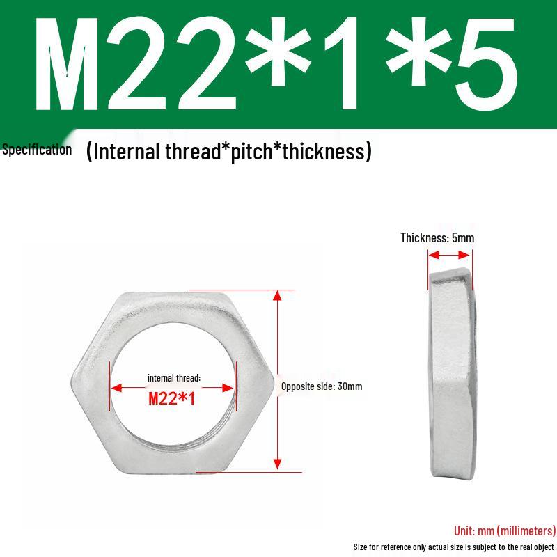 GB808 White Zinc Hex Thin Nut, Fine Thread, Lamp-Type, M6-M30