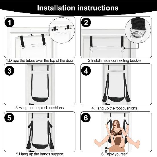 BDSM Door Sex Toys Sex Swing Bondage Slave Leather Soft Plush Sex Slings with Adjustable Straps, Hanging Door Handcuffs Leg Restraints Spreader Adult