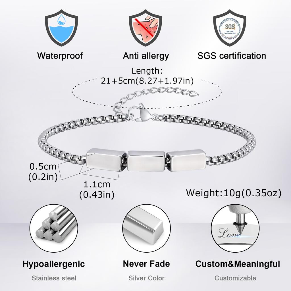 Personalisierte Namens-ID-Armbänder für Männer Jungen, Nie verblassende Edelstahl-Kette Armband, Jubiläum Valentinstag Geburtstagsgeschenke