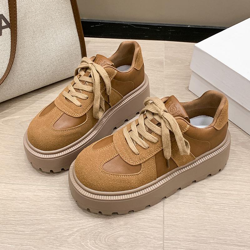 Muffin Platform German Training Shoes Women's Small Lightweight Low-top Board Shoes 2025 Autumn New Versatile Height-increasing Women's Shoes