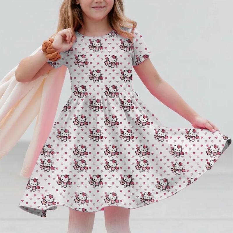 Sanrio Summer Fashion Polyester Lightweight Cartoon Cute Series 3D Hello Kitty Printed Girl's