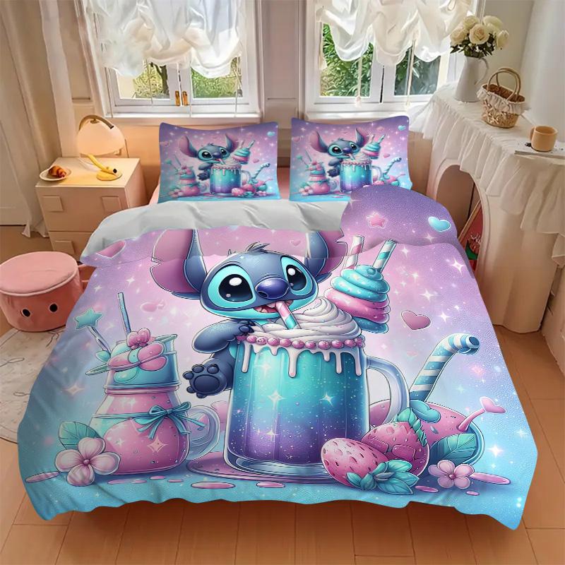Stitch'S Sweet Fantasy Print 3Pcs Bedding Setduvet Cover With 2 Bedropillowcase Home Birthday Gift