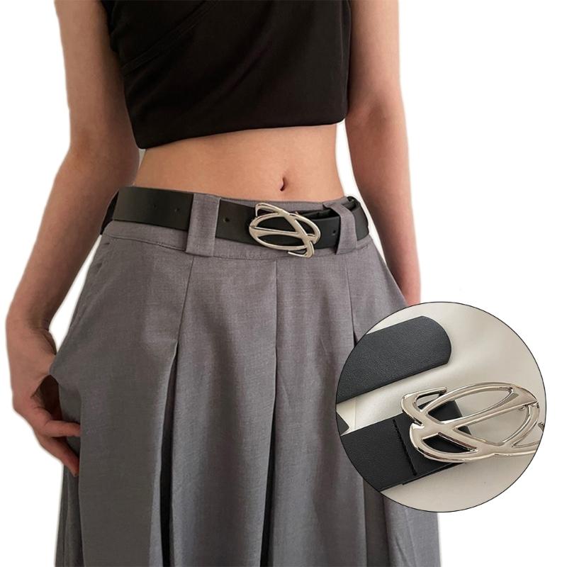 Damen Ledergürtel für Jeans Hosen Kleider Schwarz Damen Taillengürtel mit Dornschließe Vintage Gothic Taillengürtel