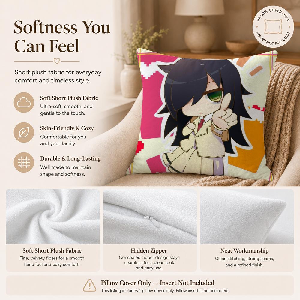 Anime T-Tomoko KurokiS Cushion Cover Double-Sided Printed Pillow Cover Hypoallergenic Dust-Mite Proof