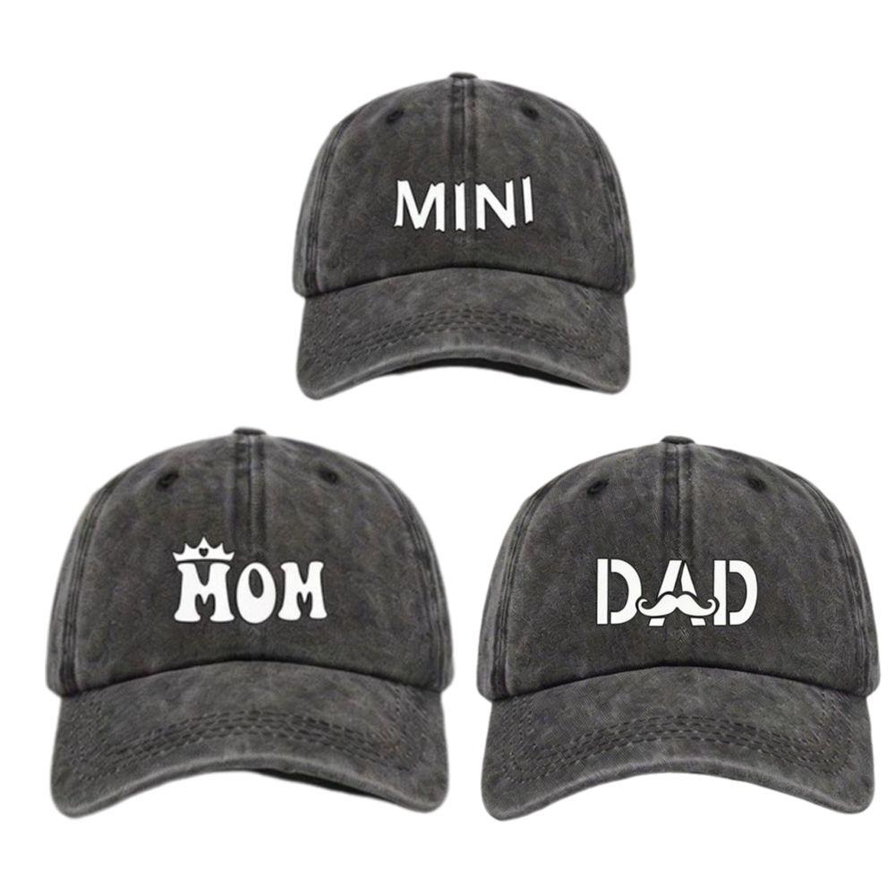 DAD MOM MINI Printed dad mama mini Love Caps Adjustable Outdoor Sunscreen Hats For Man Women