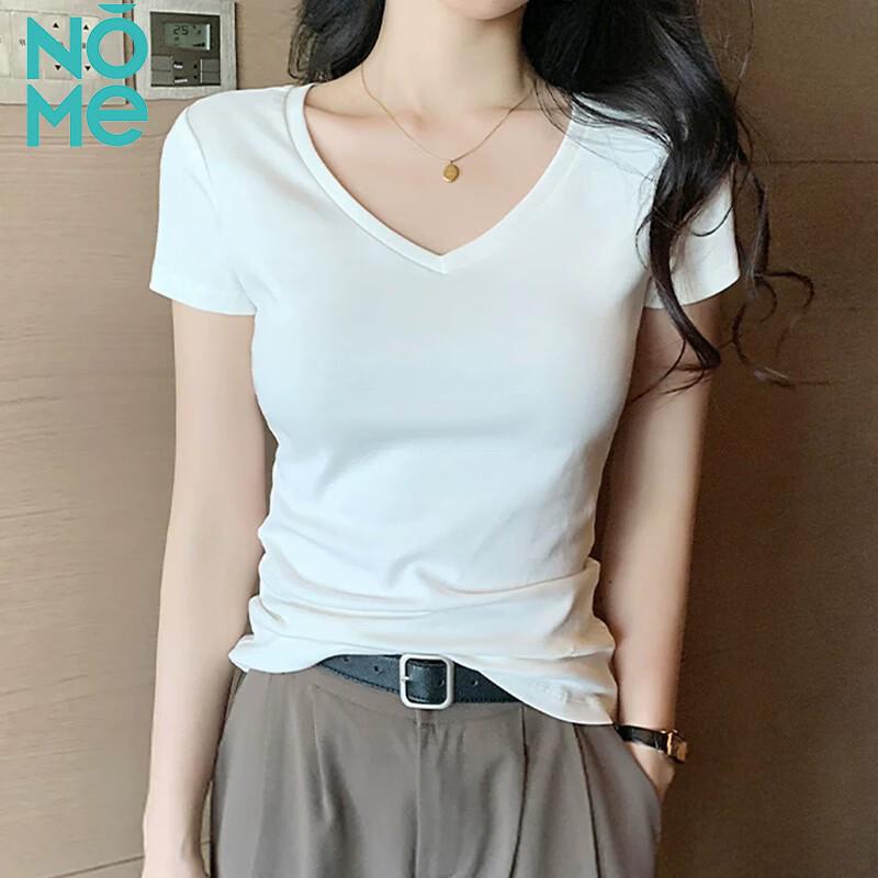 NOMe Women's V-Neck Slim Fit Short Sleeve T-Shirt