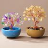 Colorful  Stone Wealth Tree Colorful Tea Bowl Base Home Desk Living Room  Decoration