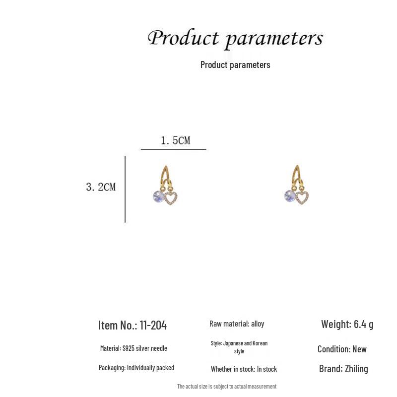 Korean Design S925 Silver Heart Earrings for Women - Stylish Micro-Inlaid Studs