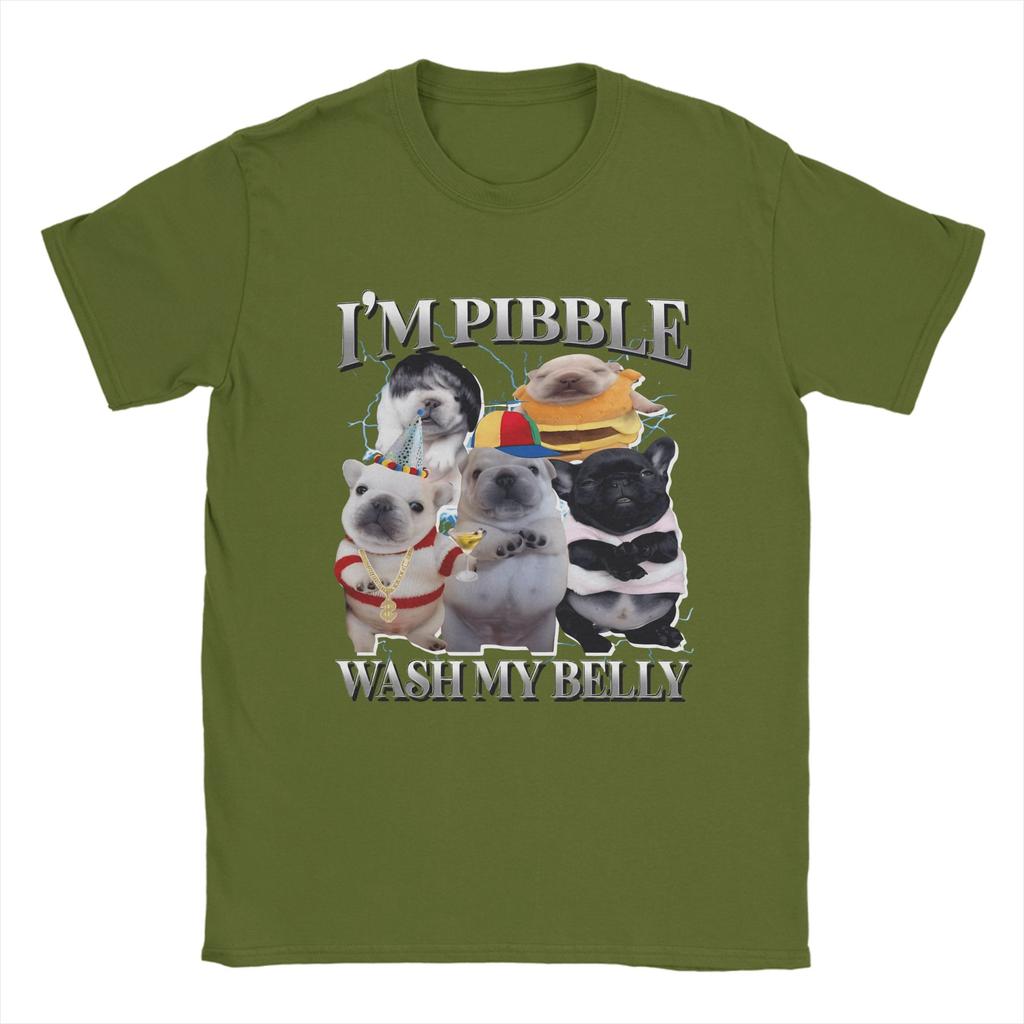 Funny Pibble Dog Meme Brainrot Wash My Belly T-Shirt Beach Cotton T-Shirts Adult Trendy Design Tshirt Short Sleeve Basic Clothes