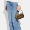 Coach Jamie 18 Classic Monogram Print Double Card Slot Zipper Closure No Shoulder Strap Handbag Small Women handbag Brown Gold CB851-QBUOD