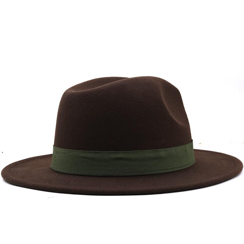 Brown British Style Jazz Feather Fedora Hat For Men And Women