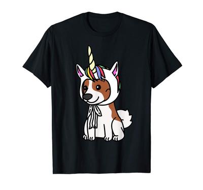 Papillon Hund mit Einhorn Hut T-Shirt