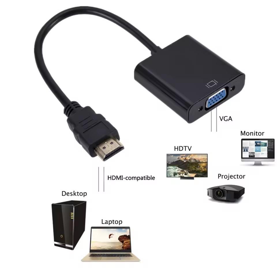 1080P HDMI-compatible To VGA Cable Adapter HDMI-compatible Male To VGA Female Video Converter for PC Laptop TV Projector Monitor