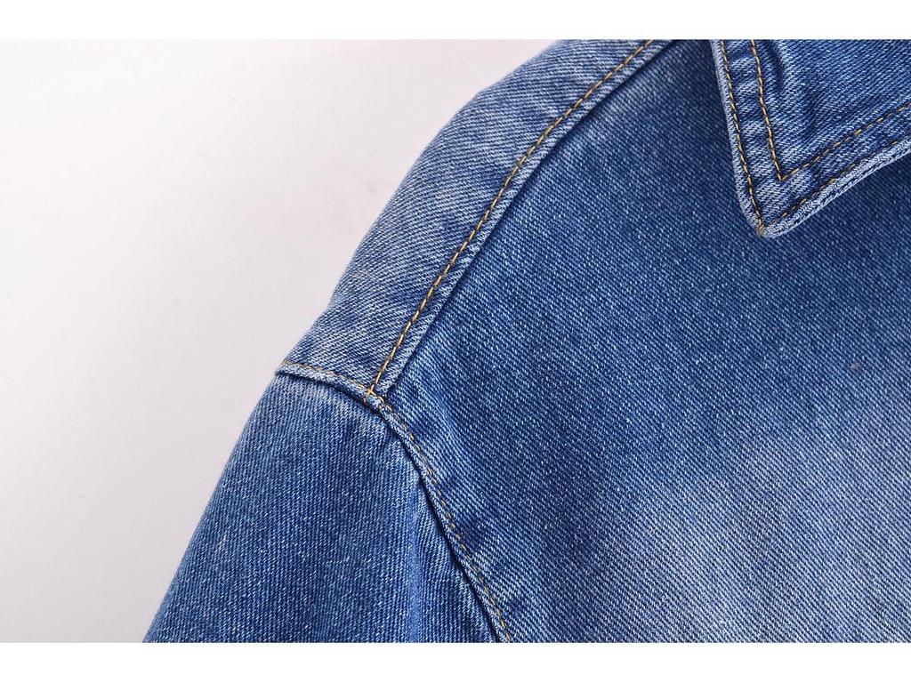 Spring 2025 Women's European & American Lace-Up Denim Cardigan with Long Pants