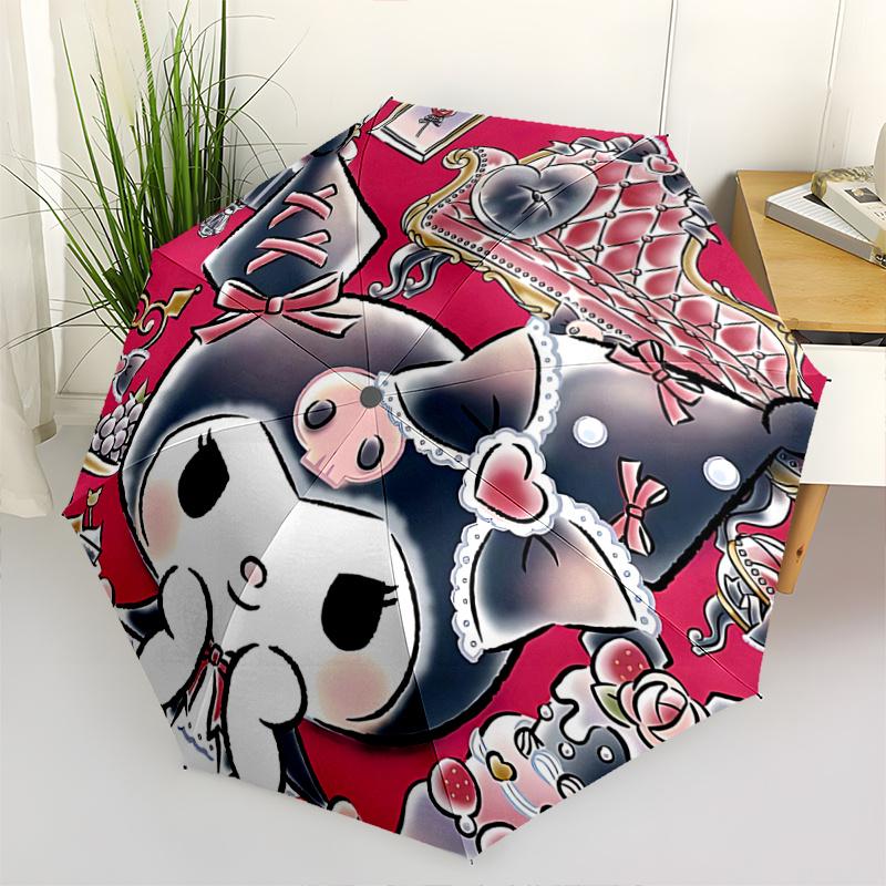 

1pc Gothic Skull Maid Hat with Bow - Automatic Opening Umbrella, Portable Tri-Fold Design, 8-Bone Iron Frame Outdoor Umbrella, Festival Gift for Fans,