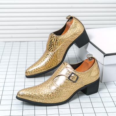 Mode Homme Mocassins Slip-on Monk Strap Talon Haut Augmentant la Hauteur Chaussures en Cuir Chaussures Décontractées Quotidiennes Chaussure de Bureau Formelle pour Affaires