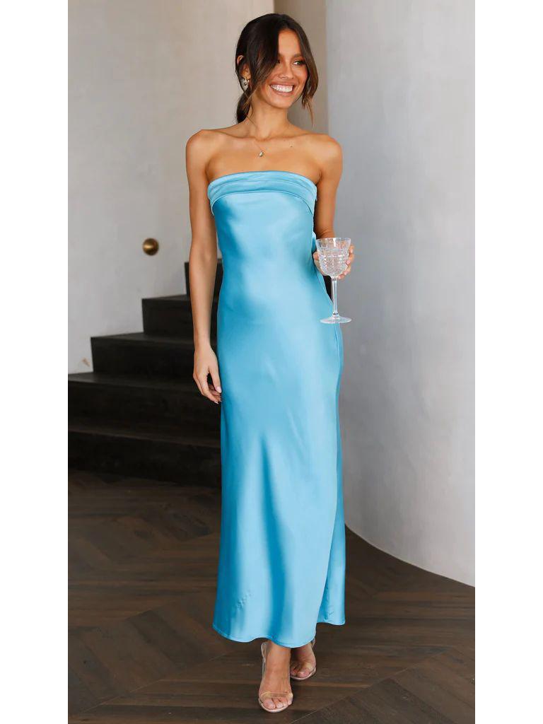 European & American 2025 Spring/Summer Satin Backless Tube Dress for Women.