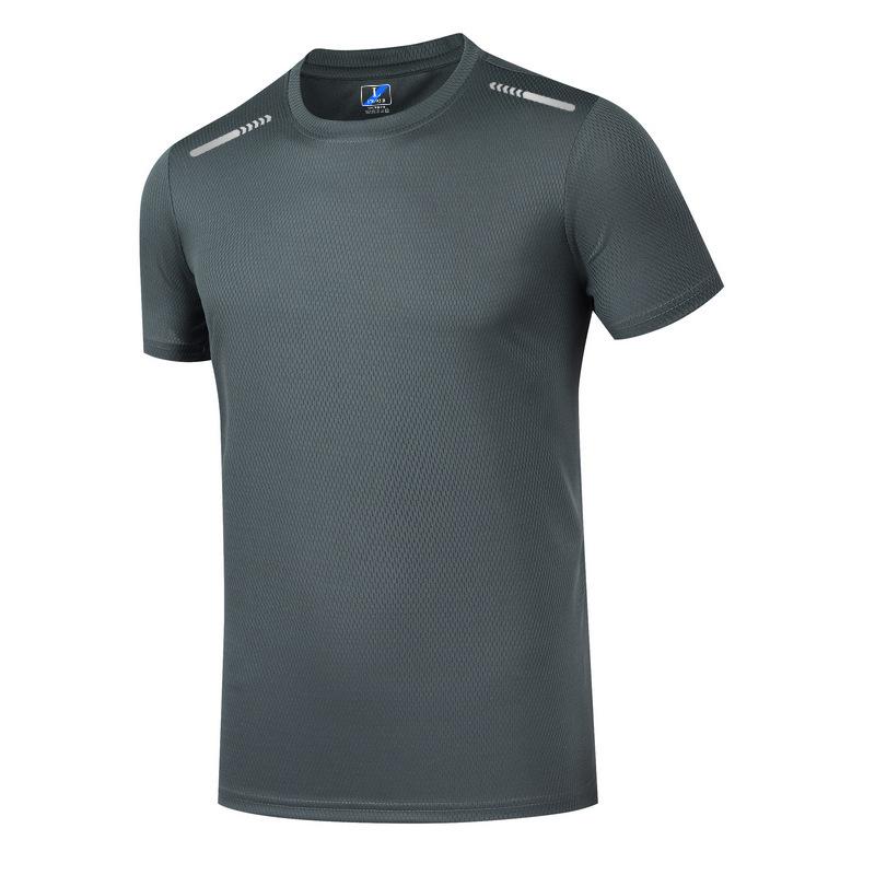 Ice Silk Men's Short Sleeved T-shirt Men's Summer Mesh Youth Breathable T-shirt Sports Quick Drying T-shirt
